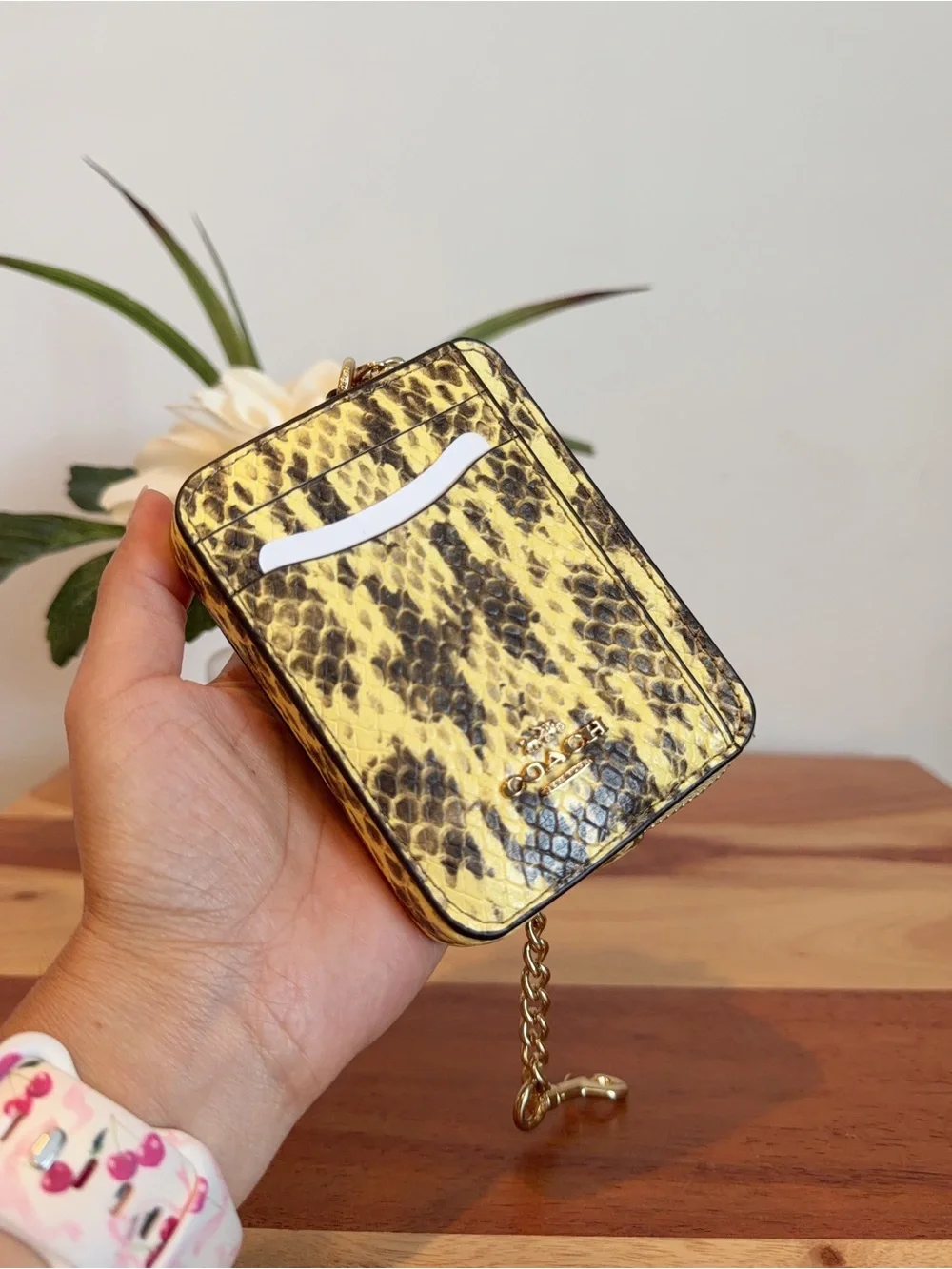 NWT Coach Snake-embossed leather Zip Card Case